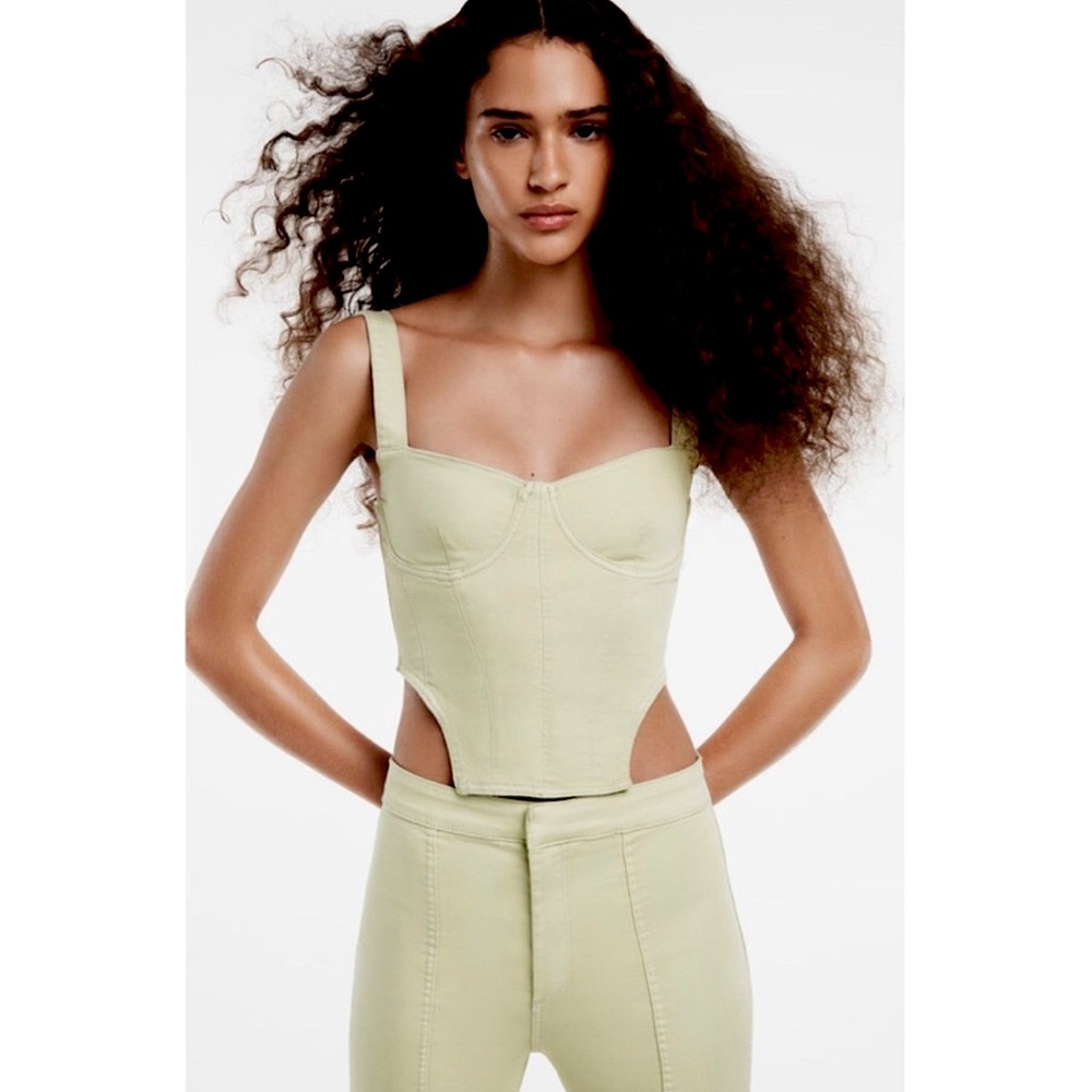 Zara Denim Corset Top NWT